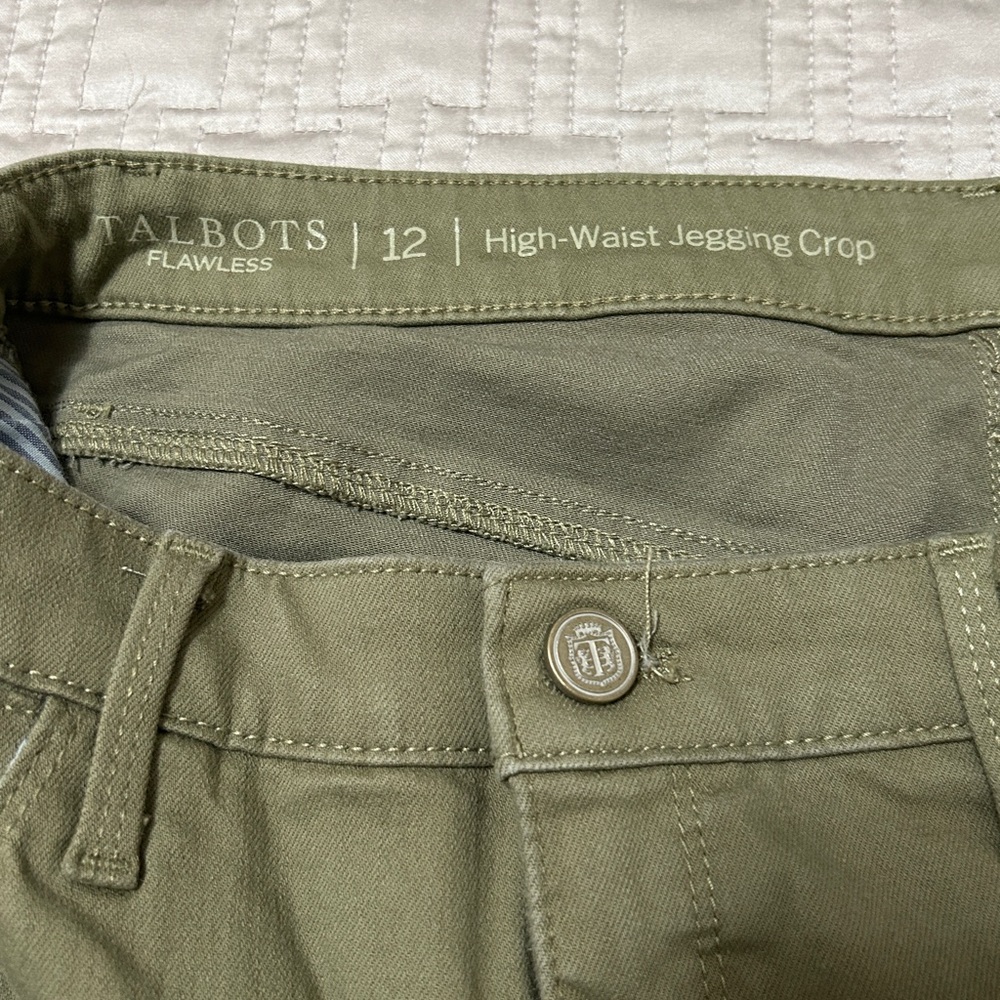 Talbots Women's High Waist Jegging Crop Jeans in Olive - Size 12 - Picture 3 of 4